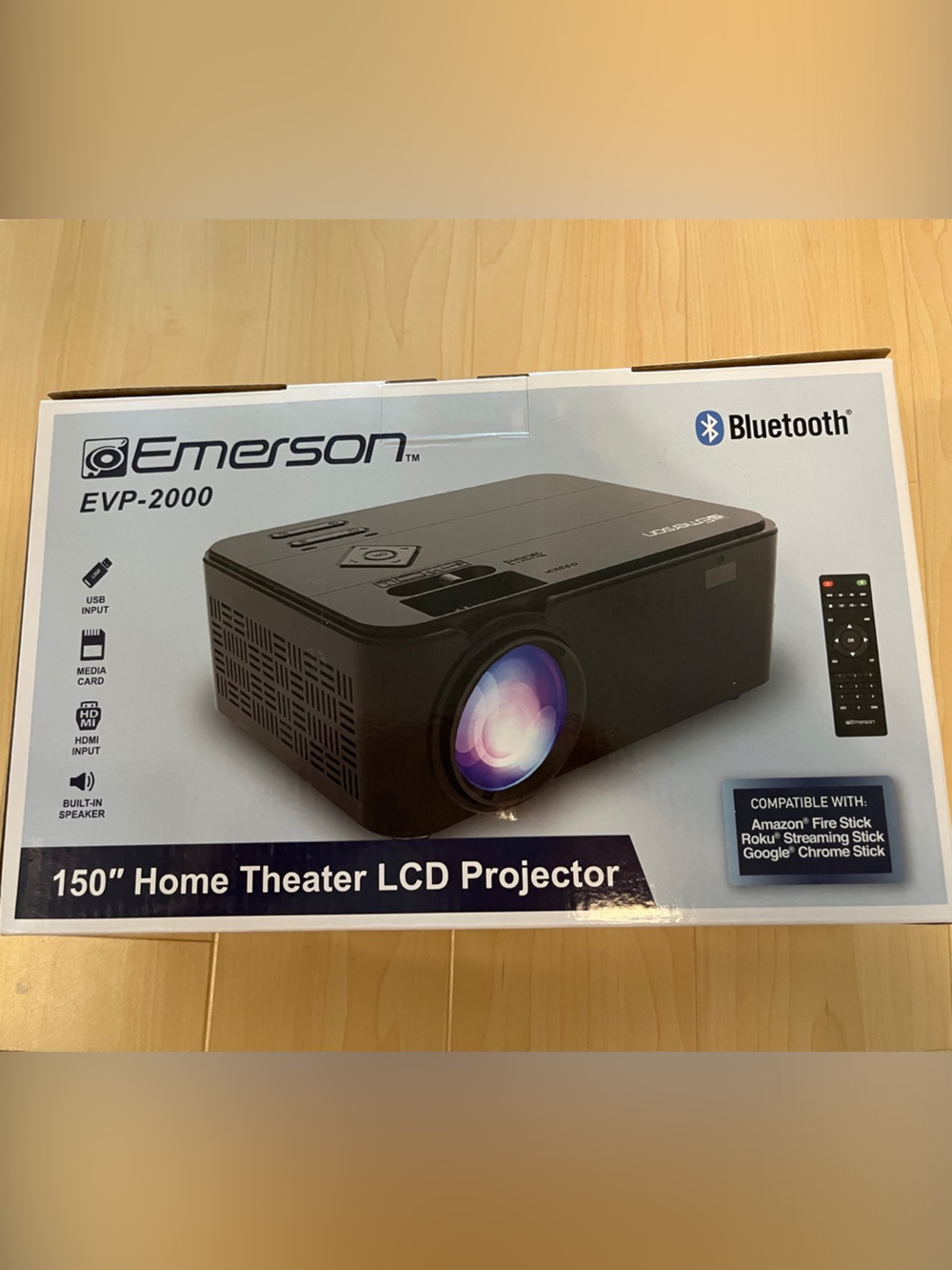 Emerson EVP-2000 Black 150" Home Theater LCD Projector with Bluetooth